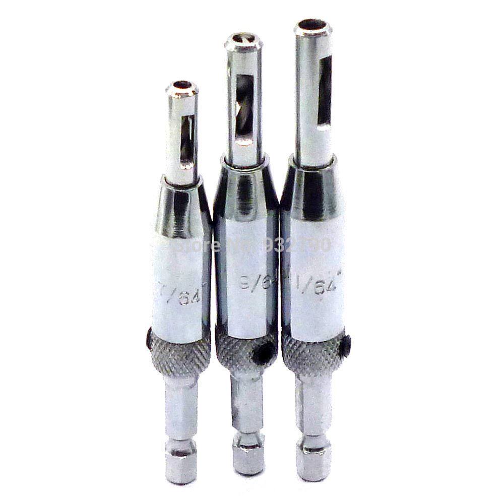 3pc hinge self centering drill bit set pilot holes hss hex r