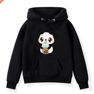 Panda Cartoon Hoodies Kids Boys Girls Sweatshirt Bubble Tea