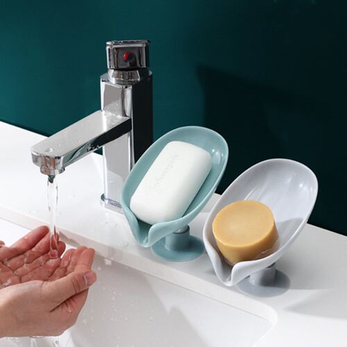 Leaf Shape Soap Box Drain Soap Holder Box Bathroom Shower So