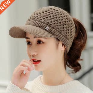 Baseball Caps Women Winter Thick Warm Twist Knit Hats Female
