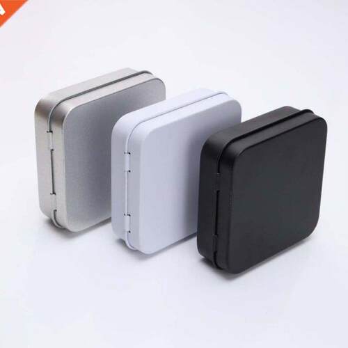 5Pcs Mini Metal Tins Container Square Hinged Flip Storage Ti