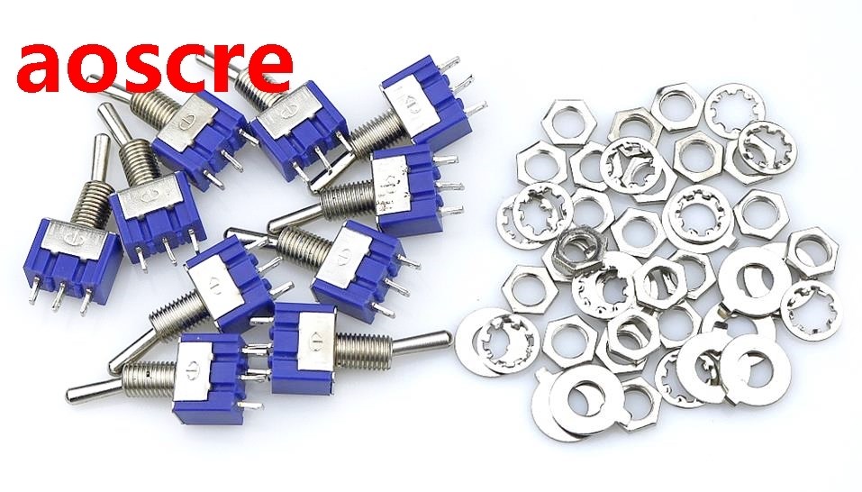 10PCS MTS-102 3 Pin Single Pole Double Throw ON-ON 6A 125VAC