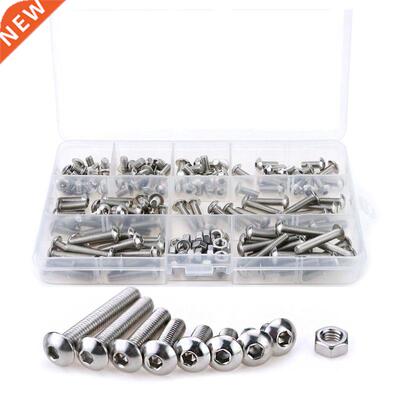 150Pcs M5 Button Head Hex Socket Head Cap Bolts Screws Nuts