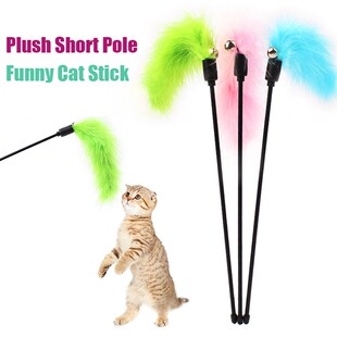 Pet Cat Toy Kitten Teaser Stick Interactive Wand Funny Feath