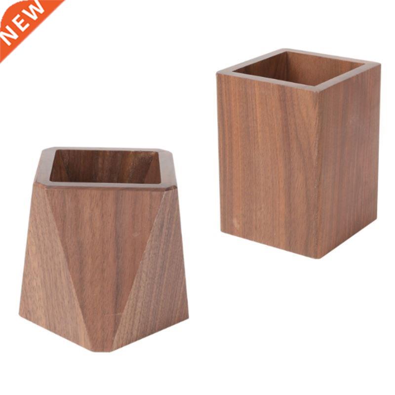 Retro Cube-shaped Pen Organier Holder Diamond-shaped Walnut