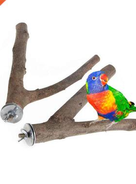 15cm/21.5cm Parrot Wood Raw Fork Stand Rack Toy Hamster Bran