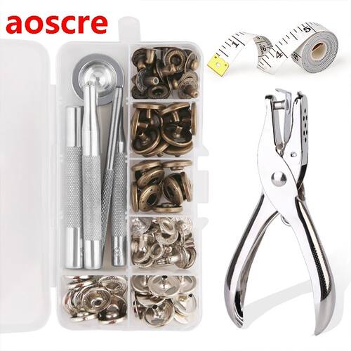 Leather Snap Fasteners Kit 10mm 15mm Metal Button Snaps Pres