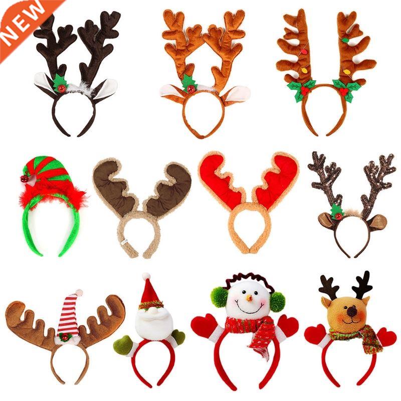 Christmas Headband Reindeer Antler Santa Snowman Hair Hoop H