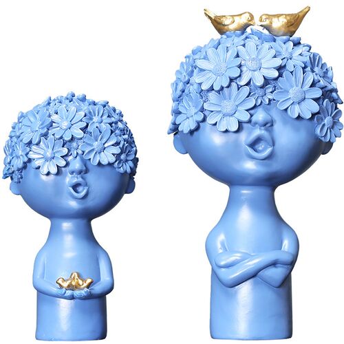 Kids Room Decorations Creative Boy With Bird Figurines Resin
