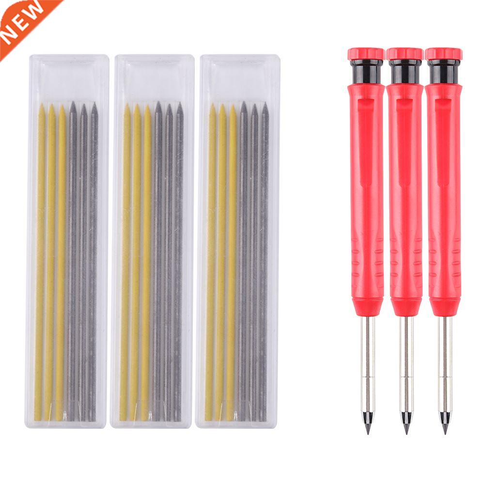 3pcs Built-in Sharpener Woodworking Solid Carpenter Pencil w