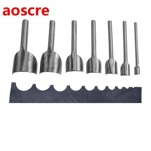 7Pcs Leather Craft Tools Half Round Cutter Punch Leather Han