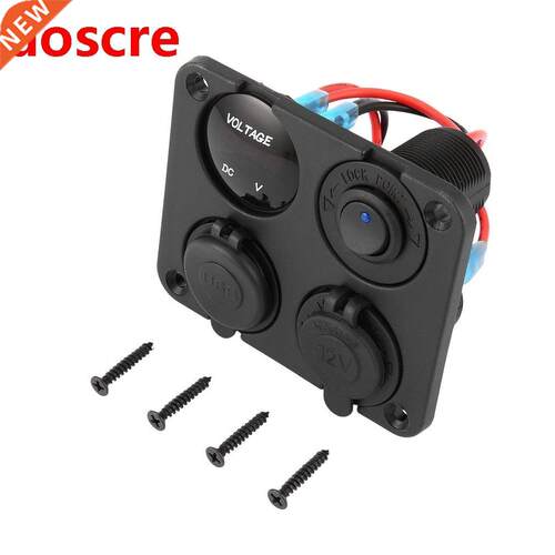 Dual USB Ports Car Charger + LED Voltmeter + 12-24V Power So