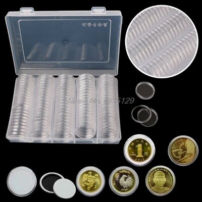 30mm Coin Holder Capsule Storage Box With Two White P Ring