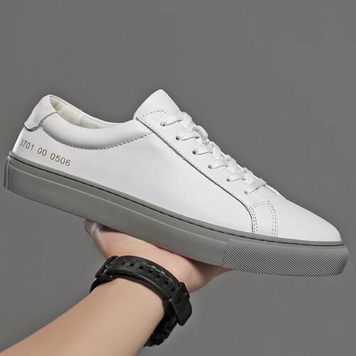 White Fashion Men's leather Sneakers Breathable Casual L