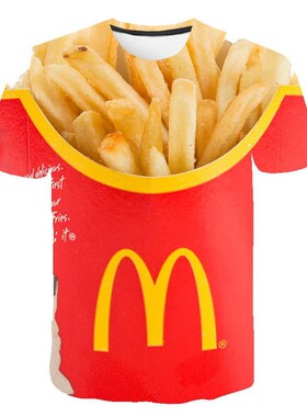 2021 Newest French Fries 3D Printed T shirt Men Women Funny