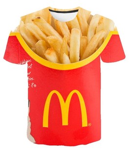 2021 Newest French Fries 3D Printed T shirt Men Women Funny