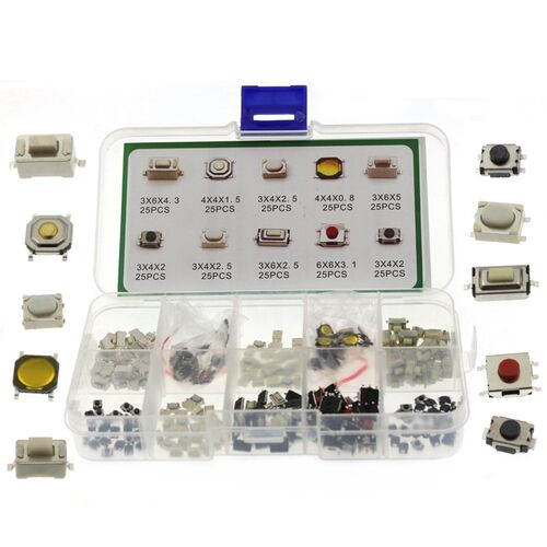 250Pcs 10-Types Tactile Push Button Switch Car Remote