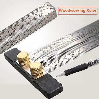 Woodworking Scribe Marking Line Gauge T-Type Ruler Square Mi