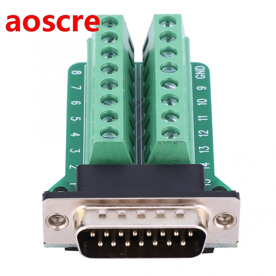 2 Pcs DB15-G2-00 DB15 to Terminal Block Board Male Connector