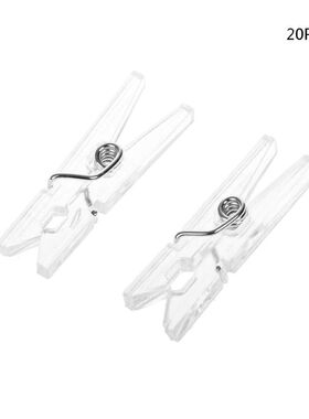 20Pcs 25mm Mini Spring Clear Transparent Clips Clothes Photo