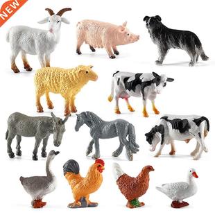 12pcs Realistic Animal Figurines Simulated Poultry Action Fi