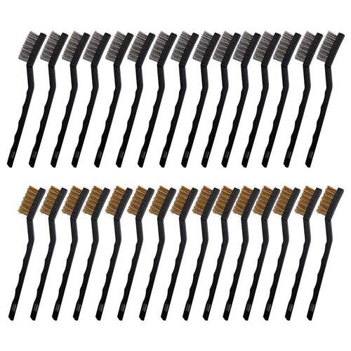 30 Pieces Wire Brush Set, Curved Handle Masonry Brush Wire B