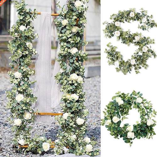 180cm Eucalyptus Garland with Camellias Artificial Flower Fa