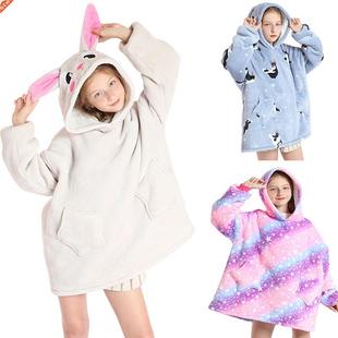 Hooded sweater to keep warm lazy home blankets children'