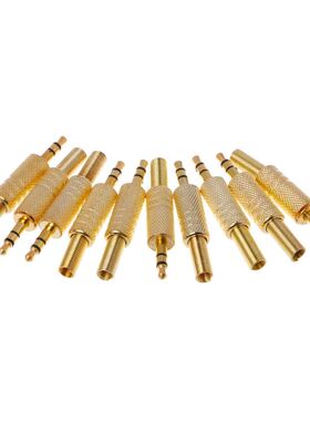 10 Pcs Gold Plated 3.5mm 2 Ring 3P Stereo Jack Plug Cable Ad