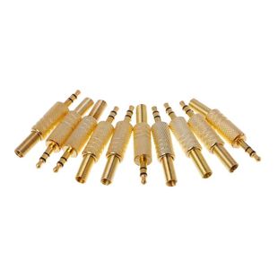 10 Pcs Gold Plated 3.5mm 2 Ring 3P Stereo Jack Plug Cable Ad