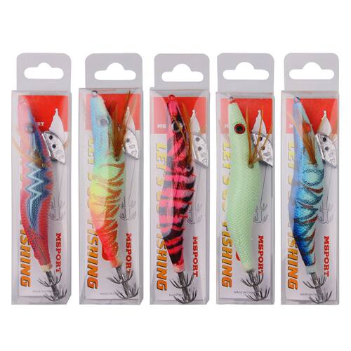 10pcs 12g-21g Luminous Squid Jig Fishing Wood Shrimp Lure oc