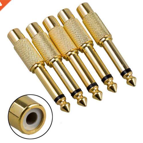 2pcs New Golden Audio Adapter 5pcs 6.35mm 1/4