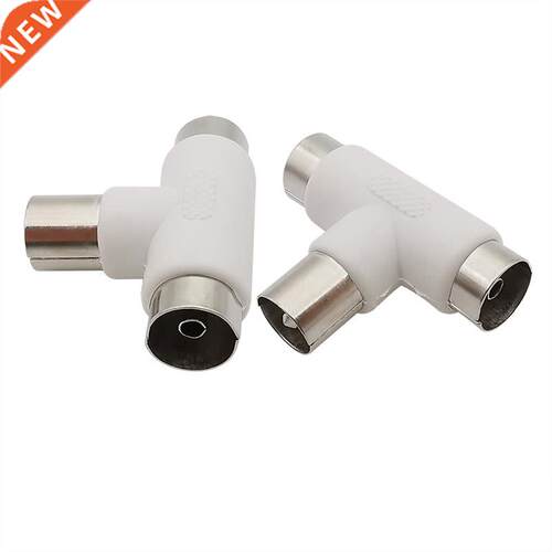 2Pcs TV T Splitter 2 Way Aerial Coaxial Cable to 2X Female C