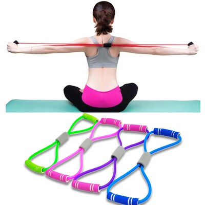 Hot Yoga Gum Fitness Resistance 8 Word Chest Expander Rope W