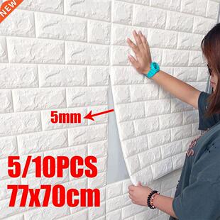 5/10Pcs 3D Brick Wall Stickers Wallpaper Decor Foam Waterpro
