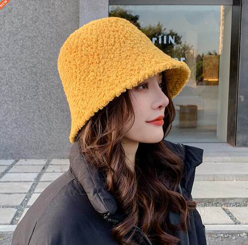 High Quality Hat for Women Autumn Winter Bucket Hats Lamb Pl