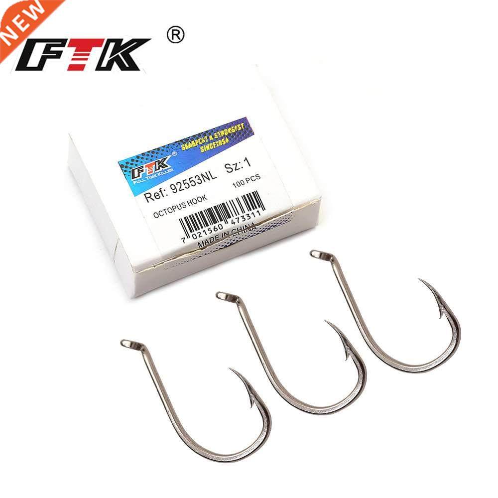 ftk fish hook octpus fishhooks 3/0#-1/0# with 50pcs 1#-5# wi