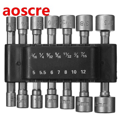14pcs 1/4 Inch Hex Shank Power Nut Driver Drill Bit Set SAE