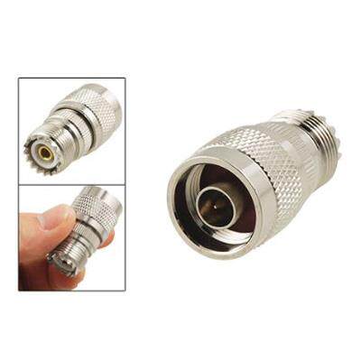 Silver Straight N Male to UHF SO 239 Female Jack Coax Adapte