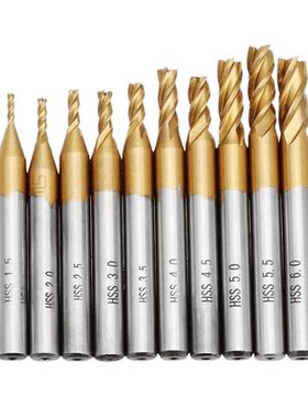 10pcs Titanium Coating 1.5-6.0mm 4 Flute End Mill Cutter 6mm