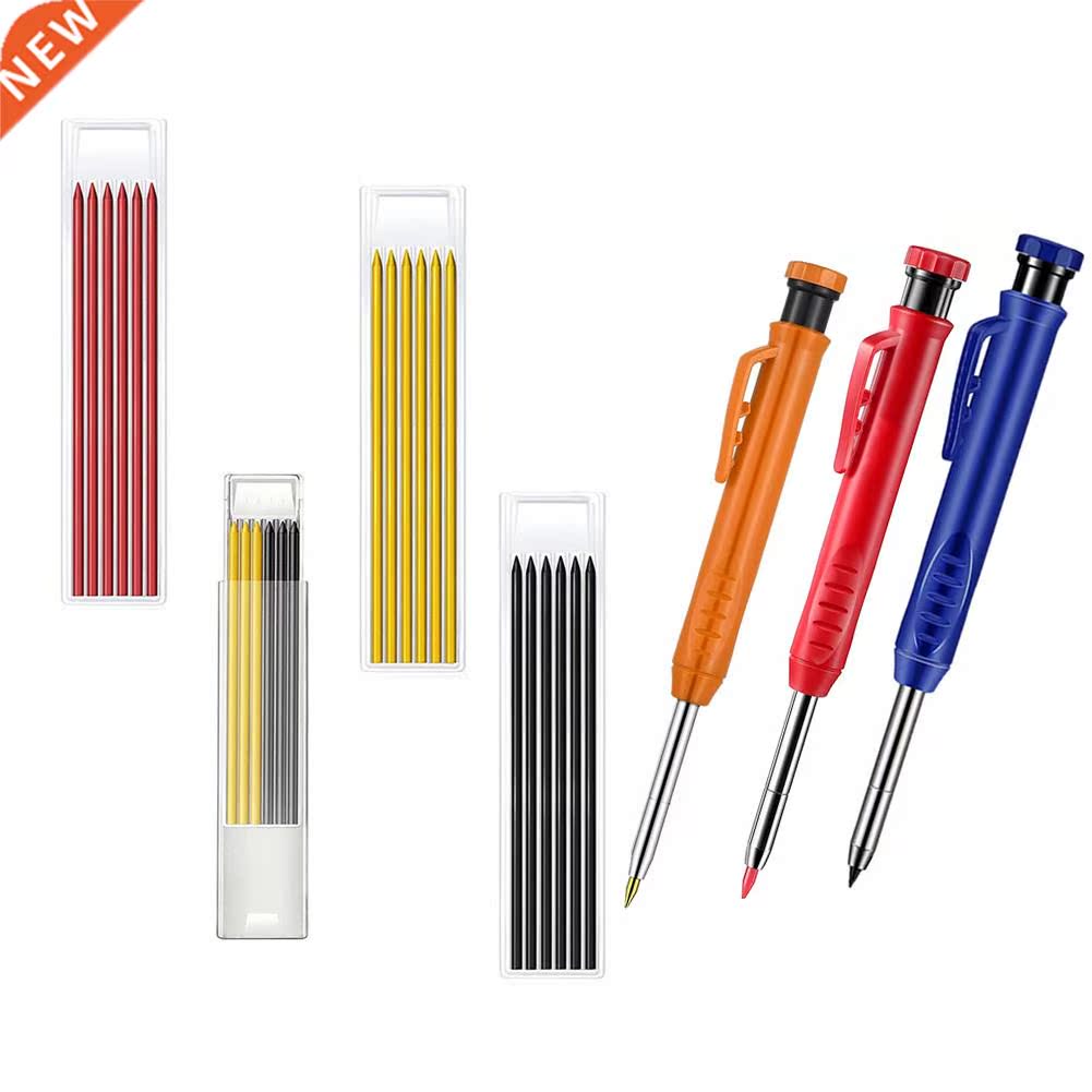 1set Multi-function Solid Carpenter Pencils With Built-in Pe
