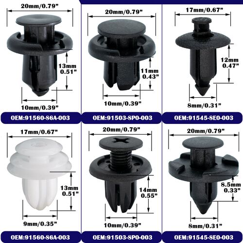 Erick's Wiper 180x 6 Sizes Auto Fastener Car Body Push Pin R