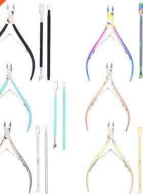 3pcs set Nail Cuticle Nipper Scissors 6 colors Tweezer Clipp