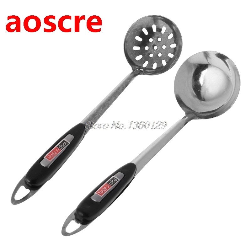 Stainless Steel Pot Soup Spoon Colander Strainer Filter Scoo