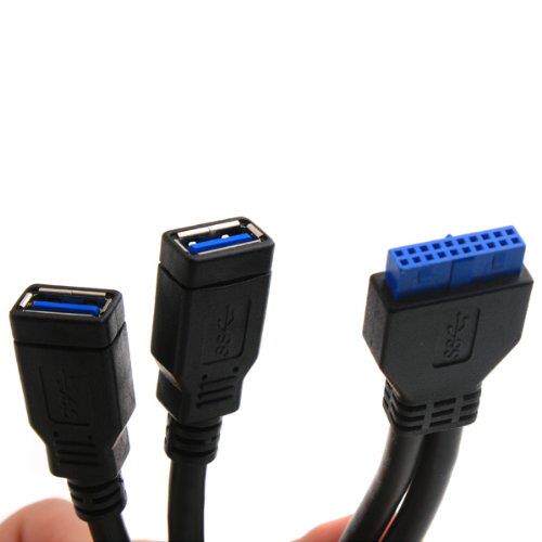2 Port USB 3.0 Female to 20 Pin Header Cable Adapter Connect