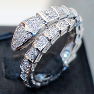 Brand 925 Sterling Silver Snake Rings for Women Luxury Pave