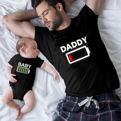 Family Matching Clothes Look Matching Outfit Funny Battery C