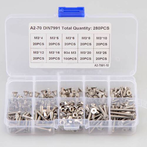 280pcs m3 Stainless Steel Countersunk He Hexagon Socket Sc