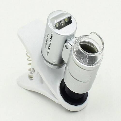 LEDs Clip Mobile Phone Microscope Magnifier Micro Lens 60X