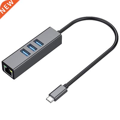 USB-C to Ethernet Adapter with 3 USB Port, Type C Hub with R